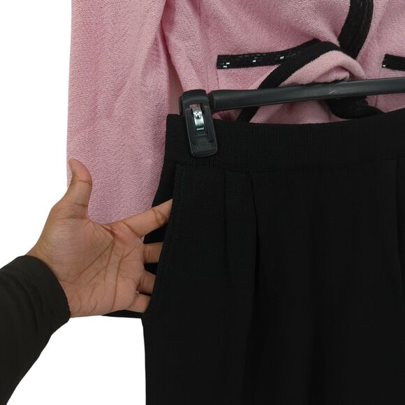 St John Women 2 Suit Set Pink Black Blazer Pants Santana Knit Pleated Paillettes - Picture 8 of 15